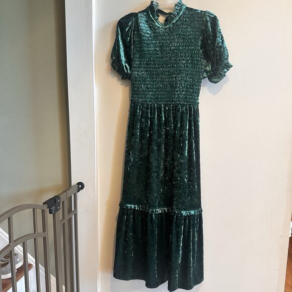 Adelyn Rae Midi Velvet Dress Size XS High Neck Open Back Cottage Core Holiday - Picture 1 of 12